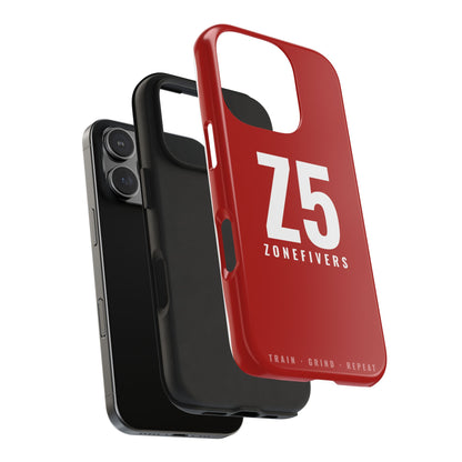 Z5 ZoneFivers Tough Phone Case – Red "Train • Grind • Repeat" Protective Cover