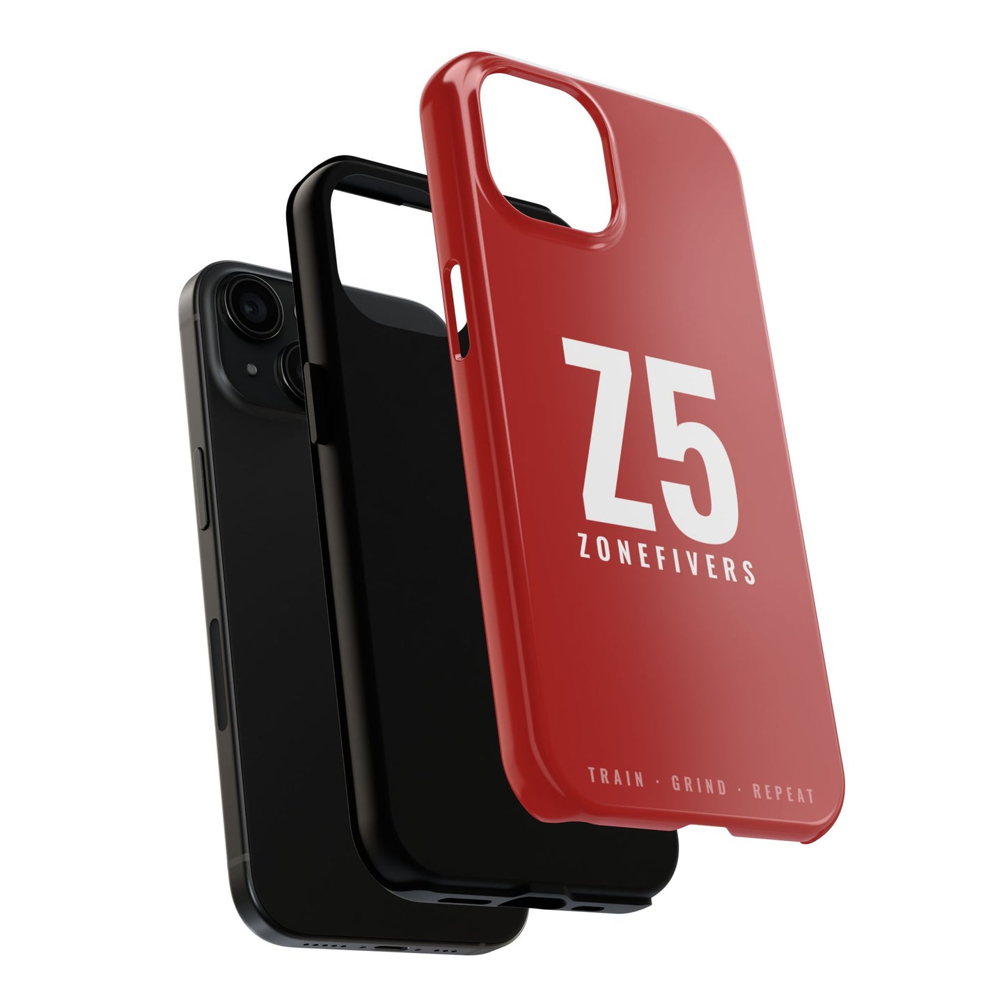 Z5 ZoneFivers Tough Phone Case – Red "Train • Grind • Repeat" Protective Cover