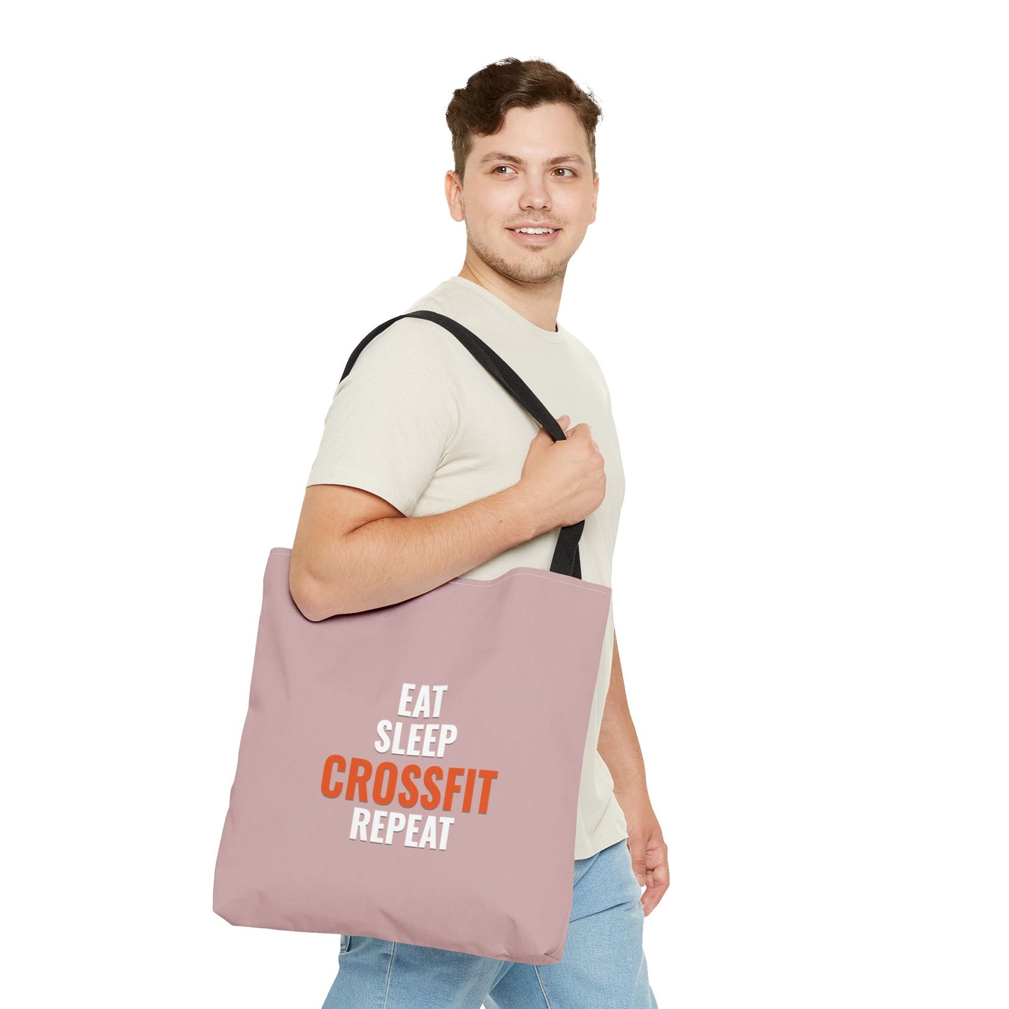 Eat Sleep CrossFit Repeat Tote Bag — Gym Workout Canvas Tote for CrossFitters