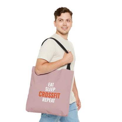 Eat Sleep CrossFit Repeat Tote Bag — Gym Workout Canvas Tote for CrossFitters