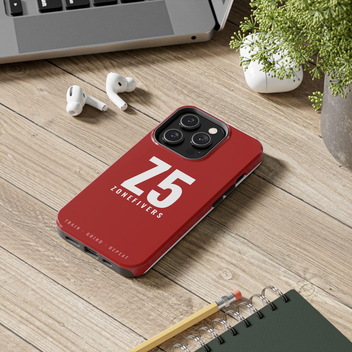Z5 ZoneFivers Tough Phone Case – Red "Train • Grind • Repeat" Protective Cover