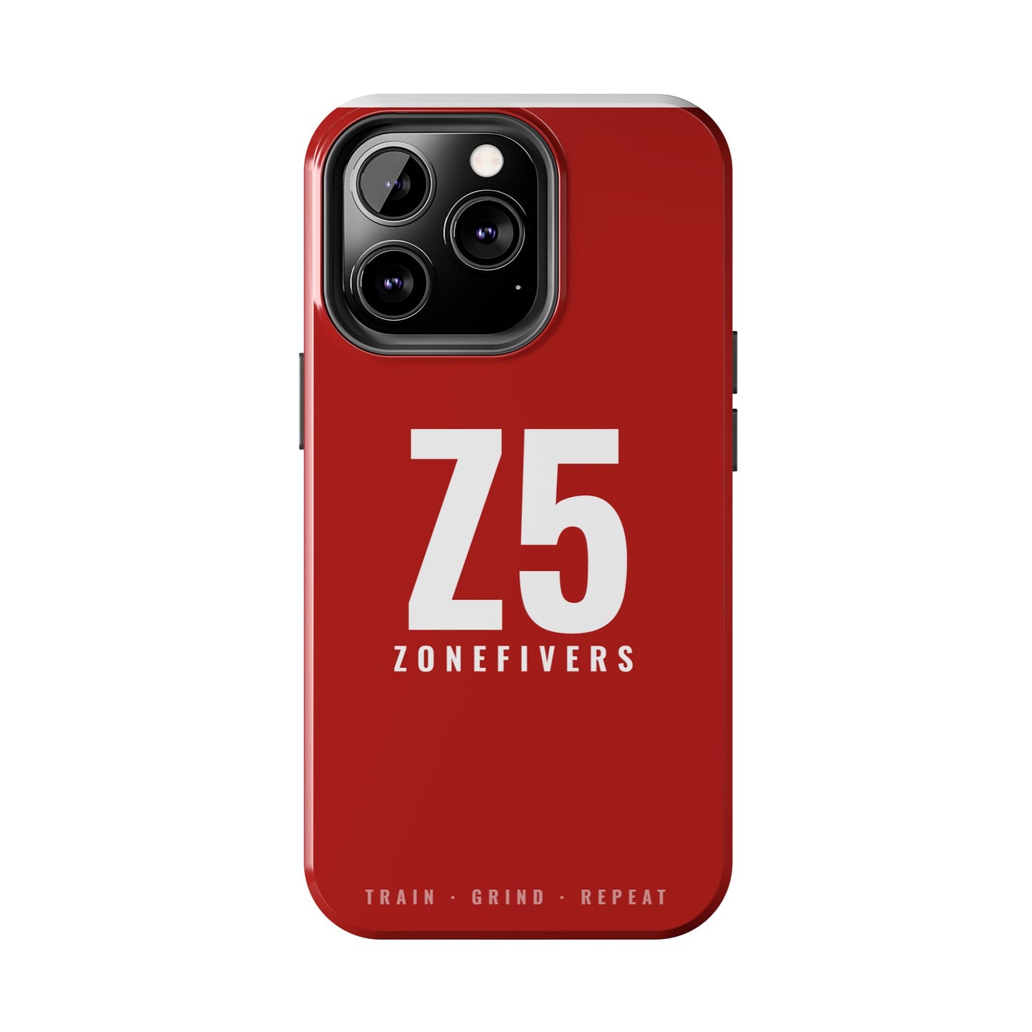 Z5 ZoneFivers Tough Phone Case – Red "Train • Grind • Repeat" Protective Cover