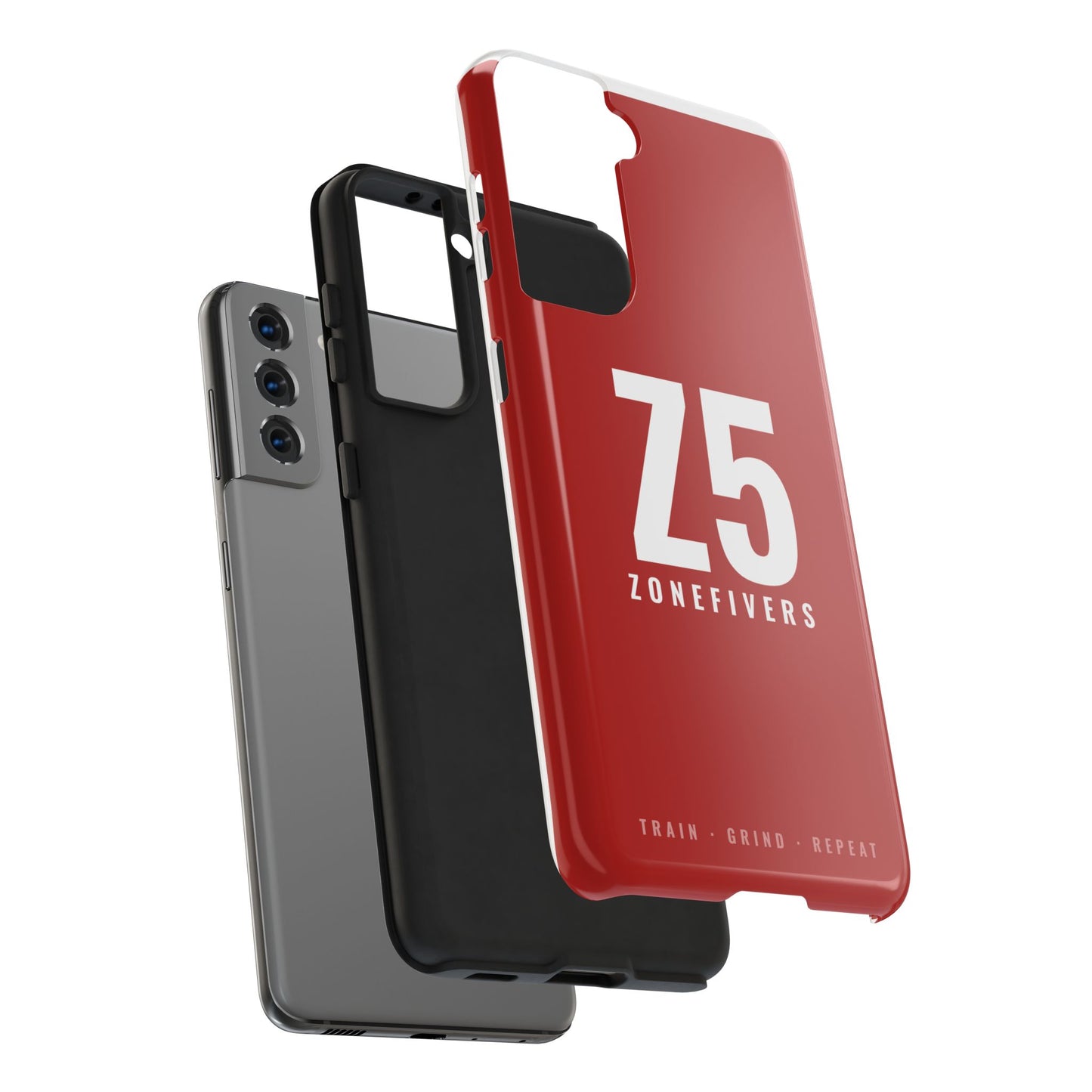 Z5 ZoneFivers Tough Phone Case – Red "Train • Grind • Repeat" Protective Cover