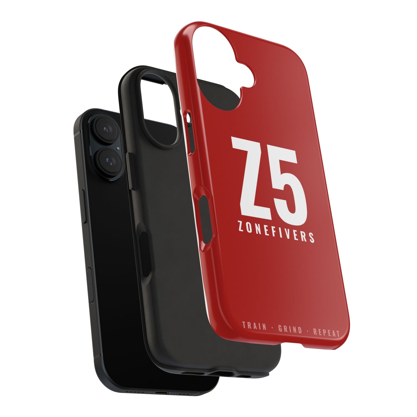 Z5 ZoneFivers Tough Phone Case – Red "Train • Grind • Repeat" Protective Cover