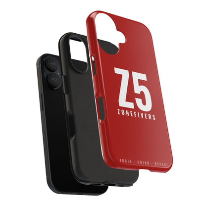 Z5 ZoneFivers Tough Phone Case – Red "Train • Grind • Repeat" Protective Cover