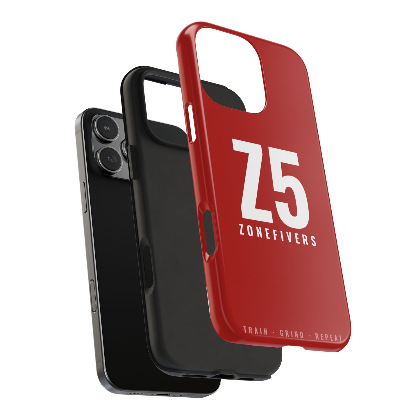 Z5 ZoneFivers Tough Phone Case – Red "Train • Grind • Repeat" Protective Cover