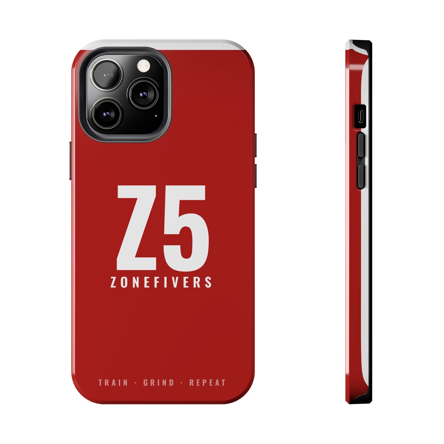 Z5 ZoneFivers Tough Phone Case – Red "Train • Grind • Repeat" Protective Cover