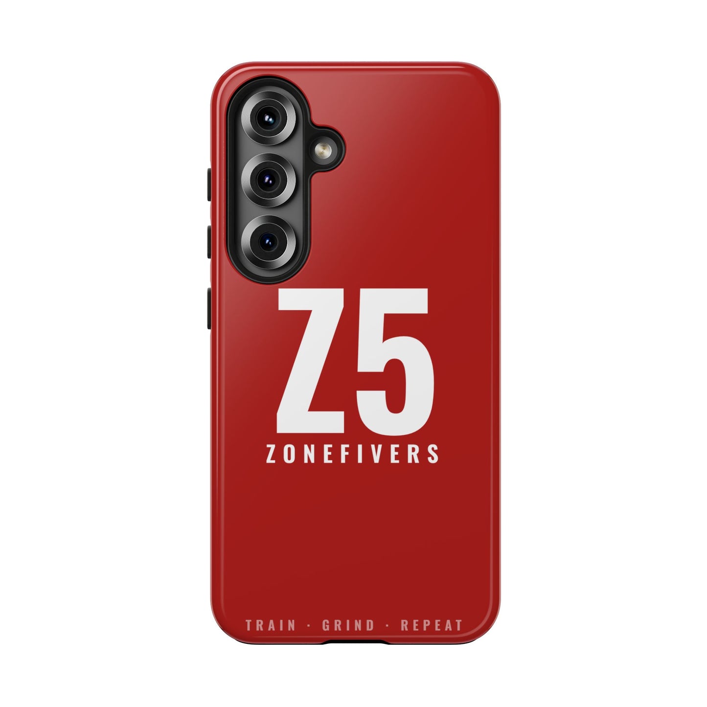 Z5 ZoneFivers Tough Phone Case – Red "Train • Grind • Repeat" Protective Cover