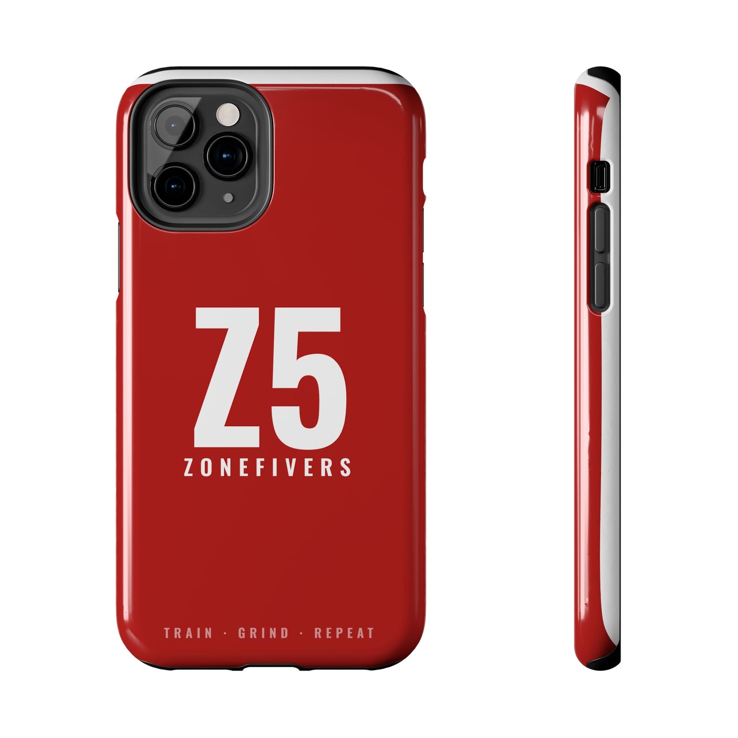 Z5 ZoneFivers Tough Phone Case – Red "Train • Grind • Repeat" Protective Cover