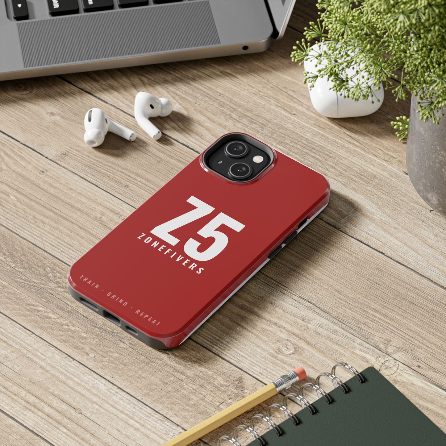 Z5 ZoneFivers Tough Phone Case – Red "Train • Grind • Repeat" Protective Cover