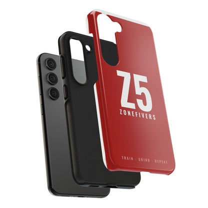 Z5 ZoneFivers Tough Phone Case – Red "Train • Grind • Repeat" Protective Cover